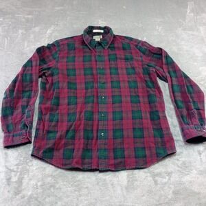 LL Bean Scotch Plaid Flannel Shirt Mens Large 100% Cotton Cozy Gorp Core Outdoor